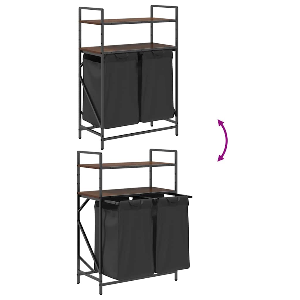 Wasmand 2 vakken met planken bruin eikenkleurig is nu te koop bij PeponiXL, paradijselijk wonen!