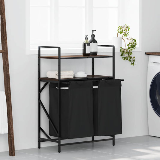 Wasmand 2 vakken met planken bruin eikenkleurig is nu te koop bij PeponiXL, paradijselijk wonen!