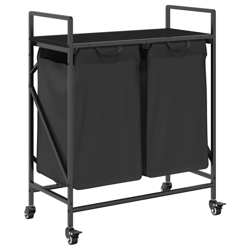 Wasmand 2 vakken met planken zwart eikenkleurig is nu te koop bij PeponiXL, paradijselijk wonen!