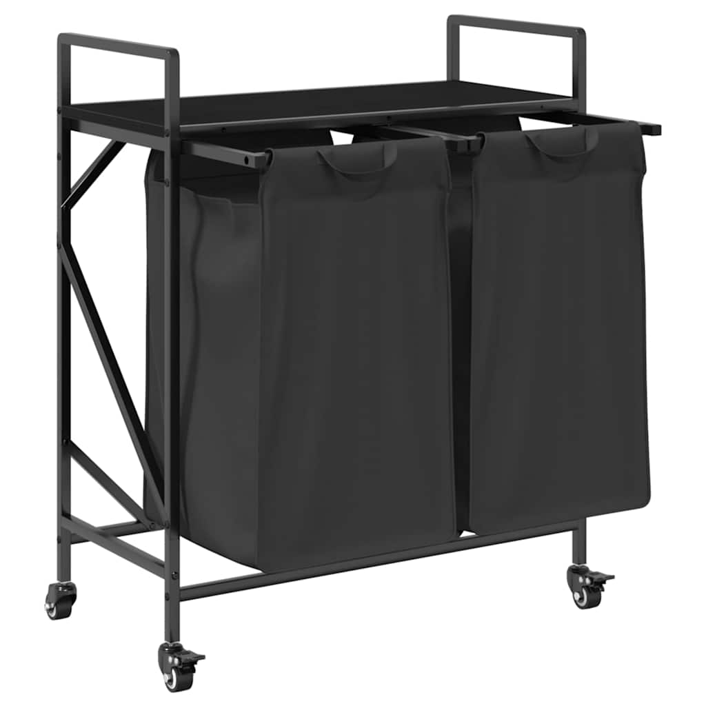 Wasmand 2 vakken met planken zwart eikenkleurig is nu te koop bij PeponiXL, paradijselijk wonen!