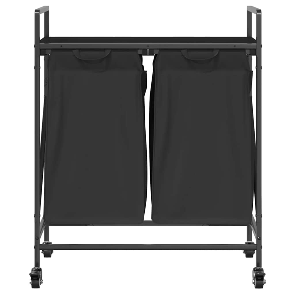 Wasmand 2 vakken met planken zwart eikenkleurig is nu te koop bij PeponiXL, paradijselijk wonen!