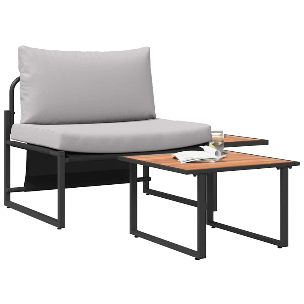 Tuinbankenset 2 pcs Lichtgrijs Staal is nu te koop bij PeponiXL, paradijselijk wonen!