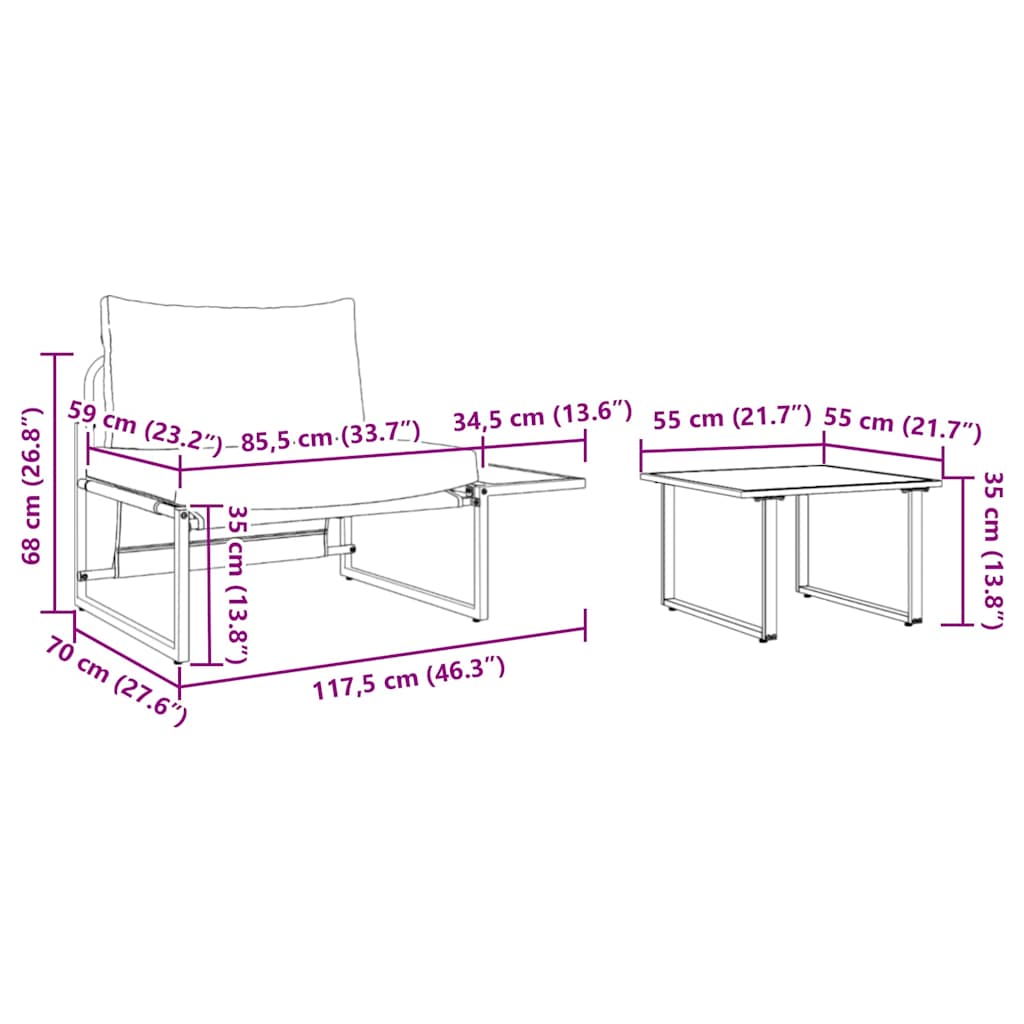 Tuinbankenset 2 pcs Lichtgrijs Staal is nu te koop bij PeponiXL, paradijselijk wonen!