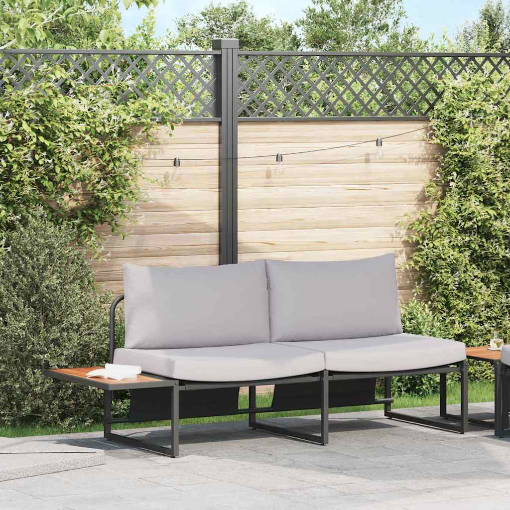 Tuinbank met kussen Lichtgrijs 200,5 x 70 x 85,5 cm Staal is nu te koop bij PeponiXL, paradijselijk wonen!