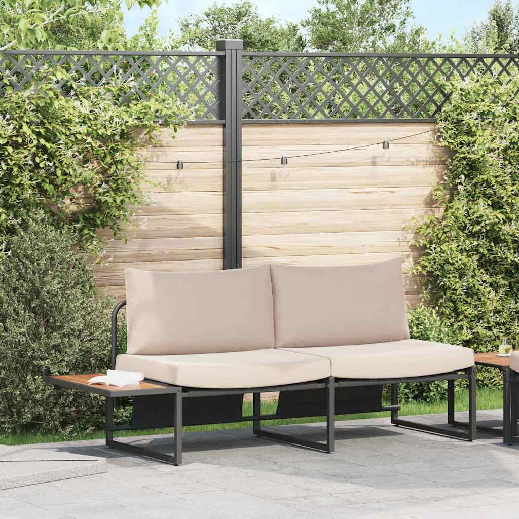 Tuinbank met kussen met kussen Taupe 200,5 x 70 x 85,5 cm Staal is nu te koop bij PeponiXL, paradijselijk wonen!