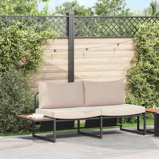 Tuinbank met kussen met kussen Taupe 200,5 x 70 x 85,5 cm Staal is nu te koop bij PeponiXL, paradijselijk wonen!