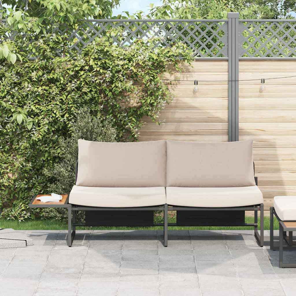 Tuinbank met kussen met kussen Taupe 200,5 x 70 x 85,5 cm Staal is nu te koop bij PeponiXL, paradijselijk wonen!