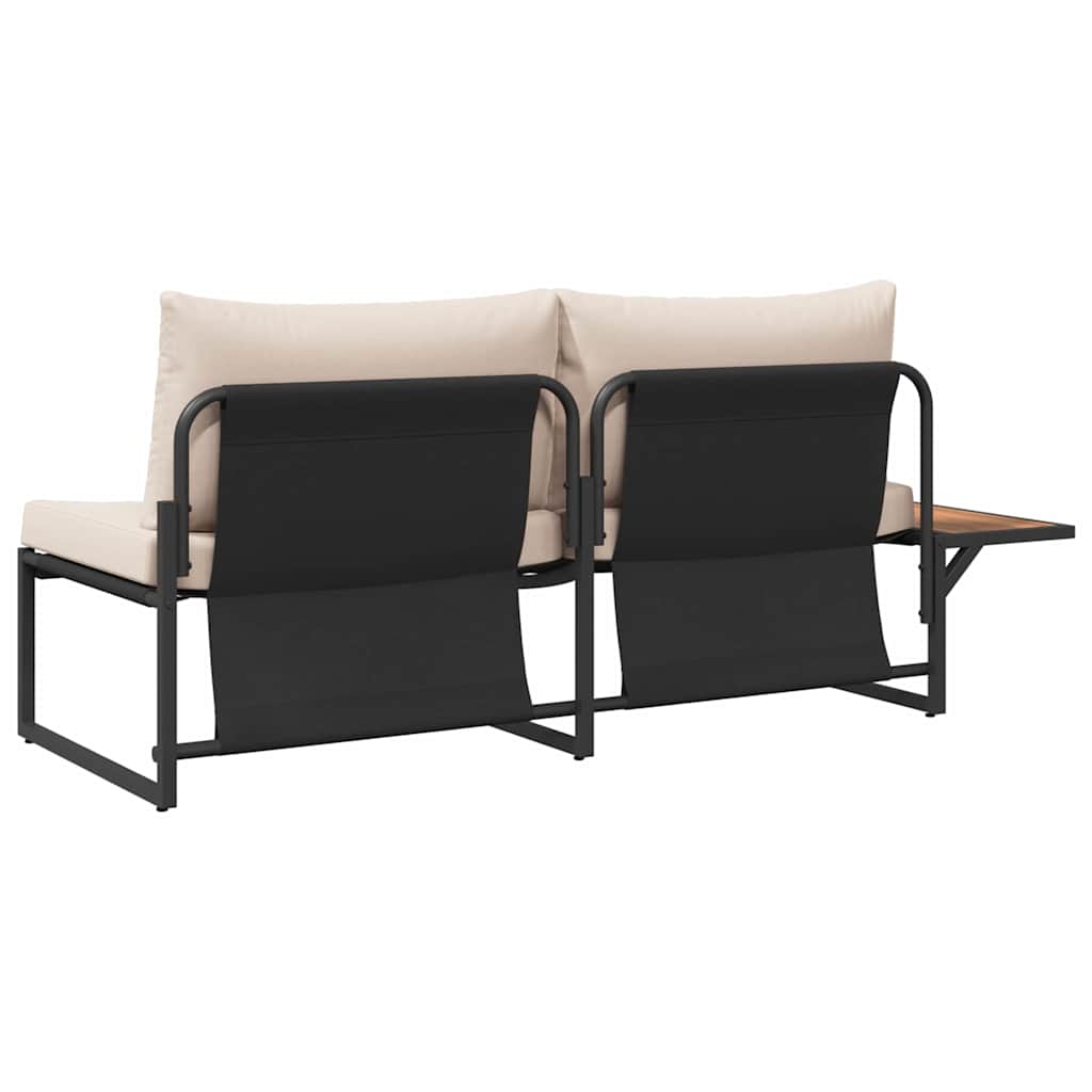 Tuinbank met kussen met kussen Taupe 200,5 x 70 x 85,5 cm Staal is nu te koop bij PeponiXL, paradijselijk wonen!