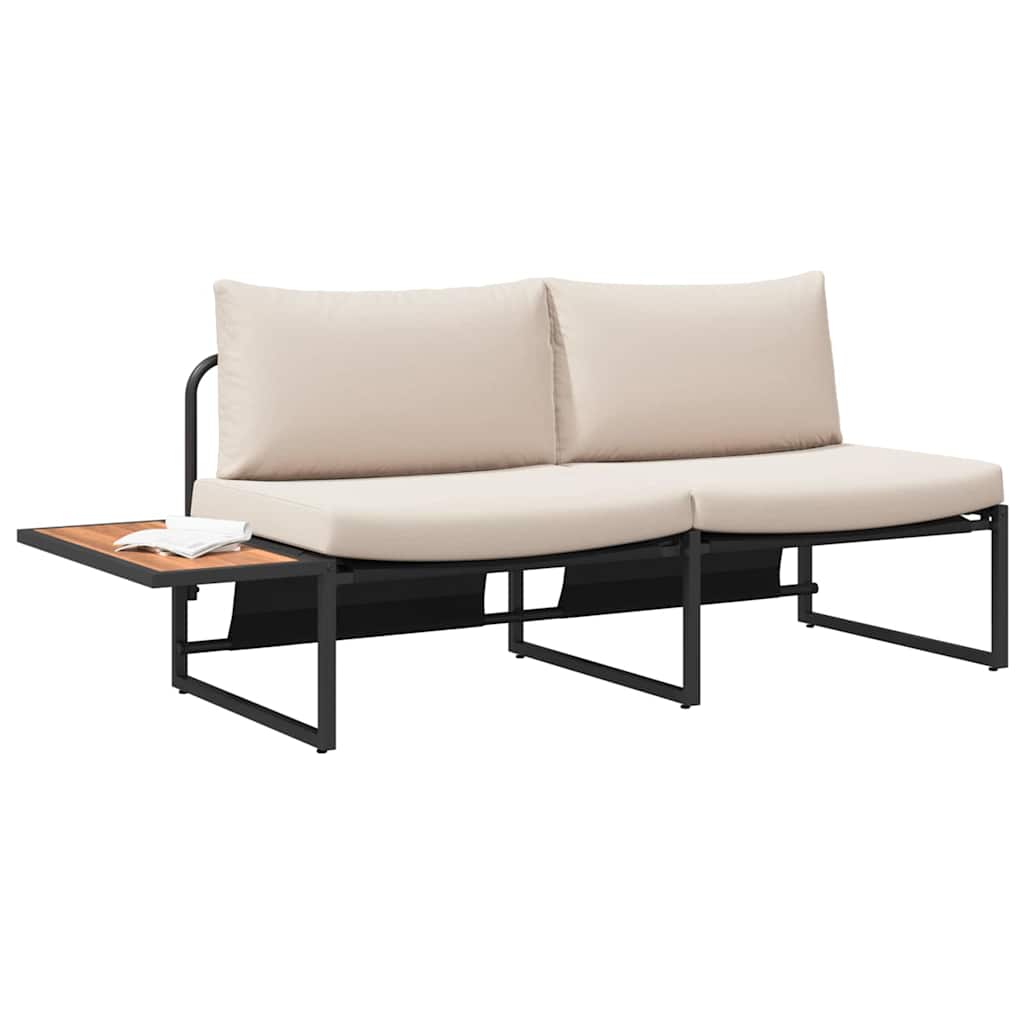 Tuinbank met kussen met kussen Taupe 200,5 x 70 x 85,5 cm Staal is nu te koop bij PeponiXL, paradijselijk wonen!