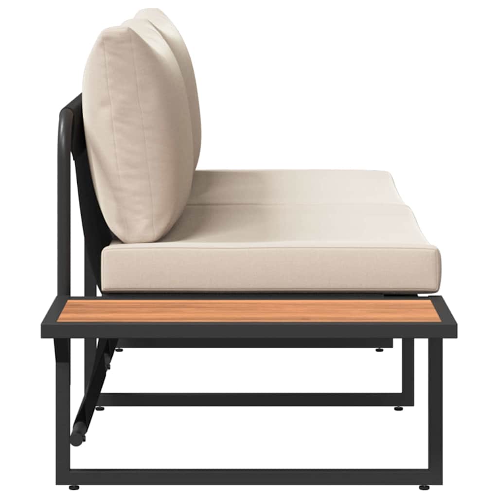 Tuinbank met kussen met kussen Taupe 200,5 x 70 x 85,5 cm Staal is nu te koop bij PeponiXL, paradijselijk wonen!