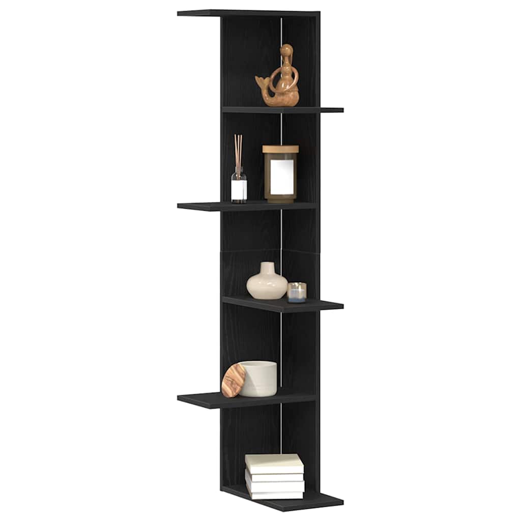 Wandhoekplank met plank Zwart Eiken 36.5 x 36.5 x 140 cm is nu te koop bij PeponiXL, paradijselijk wonen!
