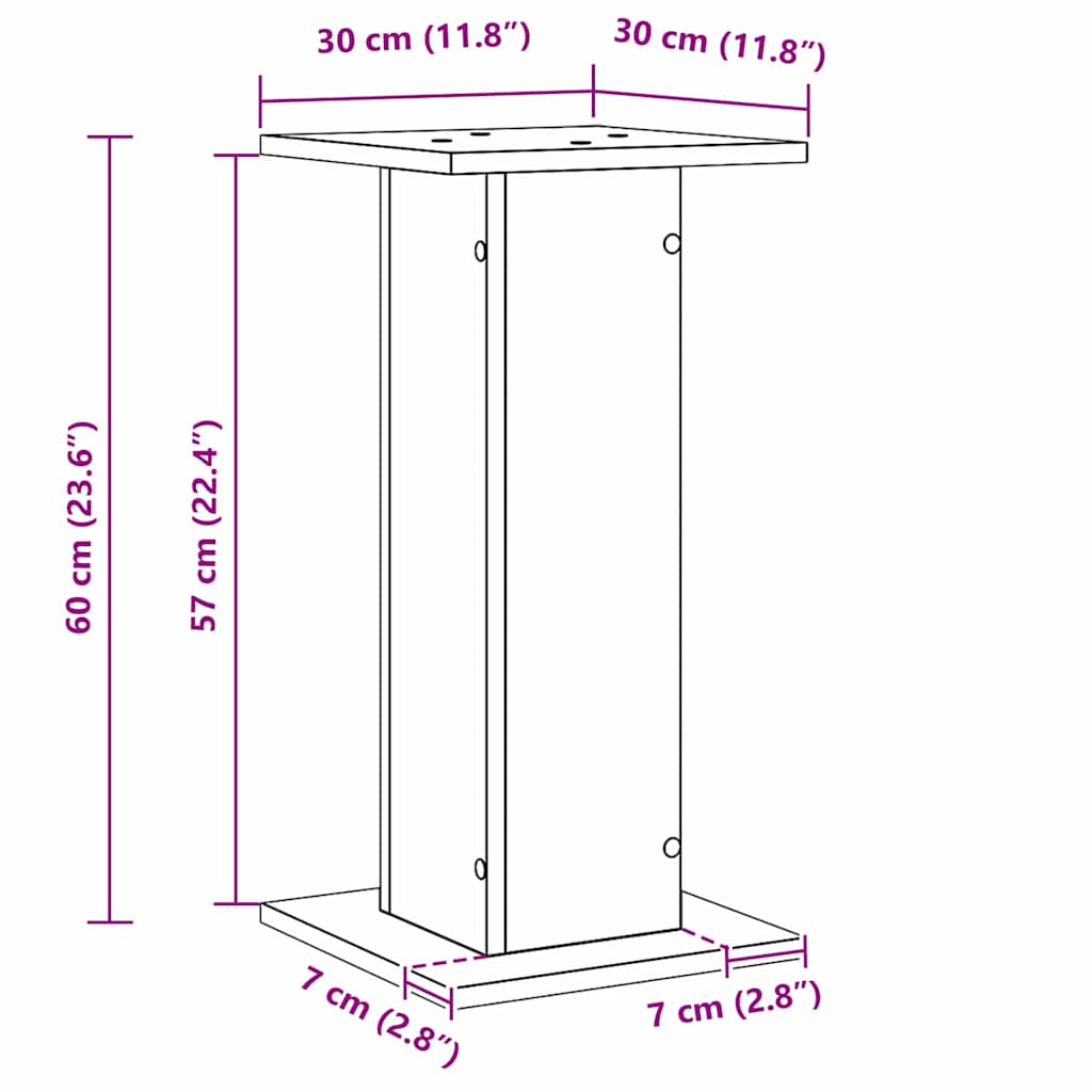 Luidspreker standaards 2 pcs Zwart Eiken 30 x 30 x 60 cm is nu te koop bij PeponiXL, paradijselijk wonen!