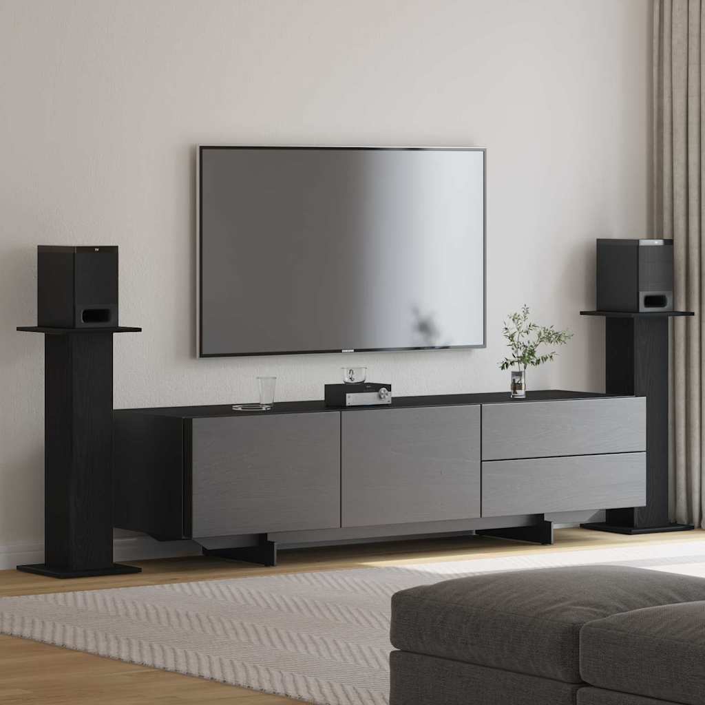 Luidspreker standaards 2 pcs Zwart Eiken 30 x 30 x 80 cm is nu te koop bij PeponiXL, paradijselijk wonen!