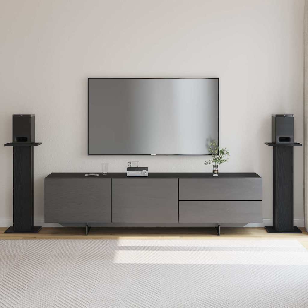 Luidspreker standaards 2 pcs Zwart Eiken 30 x 30 x 80 cm is nu te koop bij PeponiXL, paradijselijk wonen!