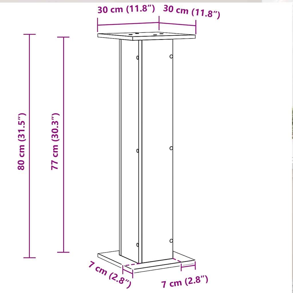 Luidspreker standaards 2 pcs Zwart Eiken 30 x 30 x 80 cm is nu te koop bij PeponiXL, paradijselijk wonen!