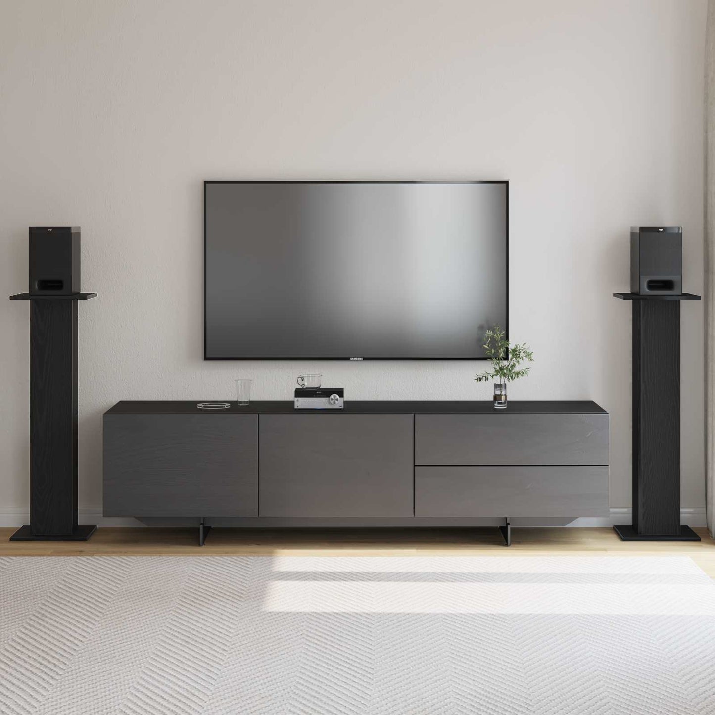 Luidspreker standaards 2 pcs Zwart Eiken 30 x 30 x 95 cm is nu te koop bij PeponiXL, paradijselijk wonen!