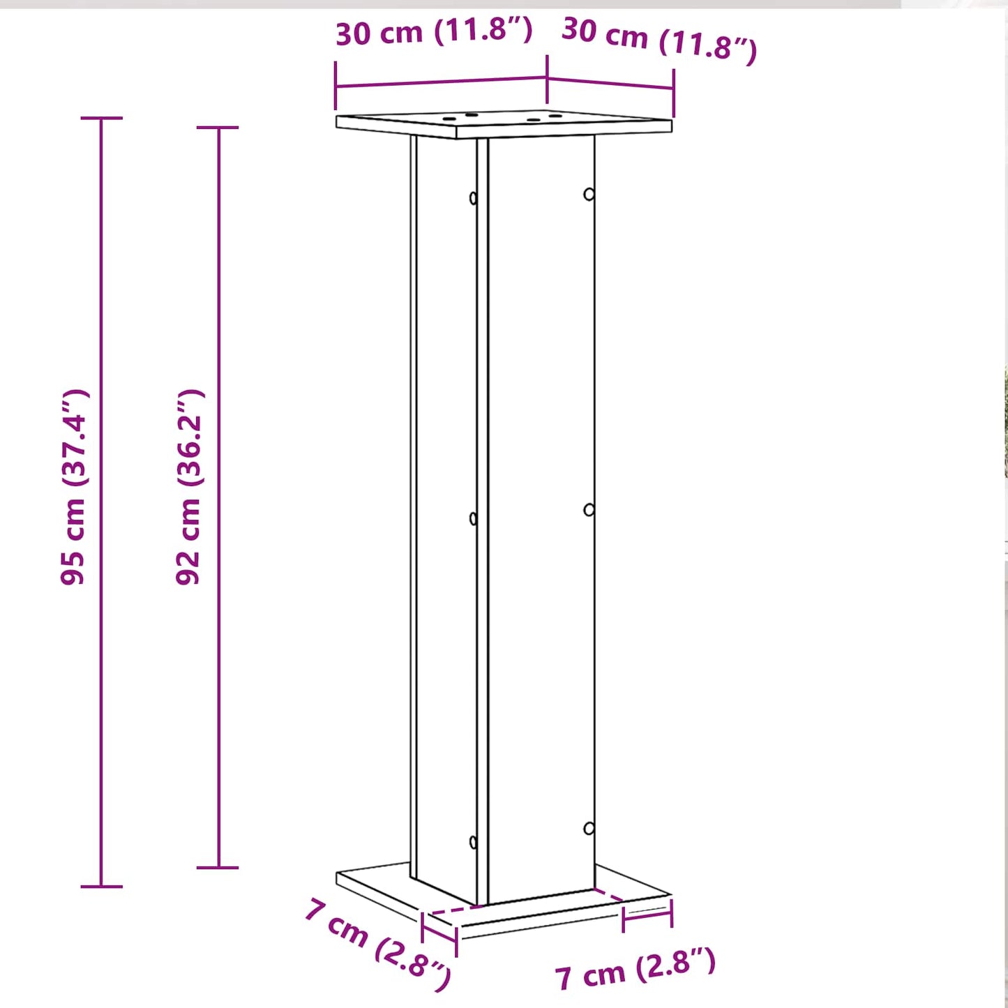 Luidspreker standaards 2 pcs Zwart Eiken 30 x 30 x 95 cm is nu te koop bij PeponiXL, paradijselijk wonen!