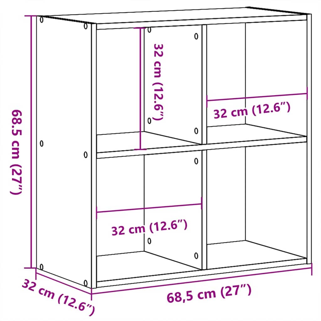 Boekenkast Zwart Eiken 68.5 x 32 x 68.5 cm is nu te koop bij PeponiXL, paradijselijk wonen!