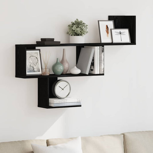 Wandplank Zwart Eiken 100x15x70 cm Bewerkt Hout is nu te koop bij PeponiXL, paradijselijk wonen!
