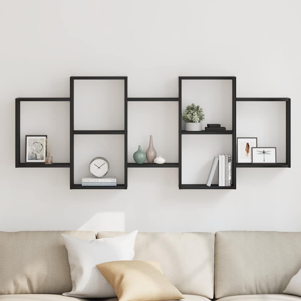 Wandplank Zwart Eiken 159x18x65 cm Bewerkt Hout is nu te koop bij PeponiXL, paradijselijk wonen!