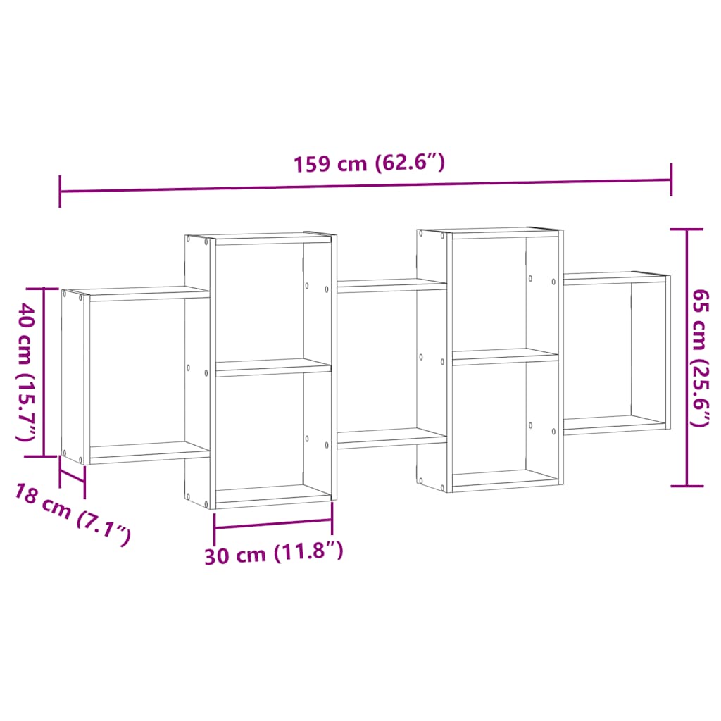 Wandplank Zwart Eiken 159x18x65 cm Bewerkt Hout is nu te koop bij PeponiXL, paradijselijk wonen!