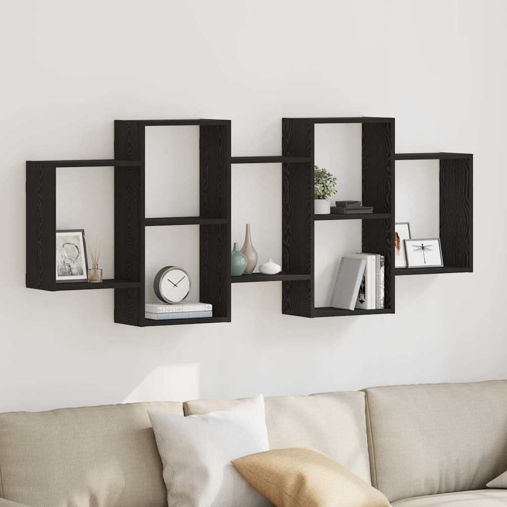 Wandplank Zwart Eiken 159x18x65 cm Bewerkt Hout is nu te koop bij PeponiXL, paradijselijk wonen!
