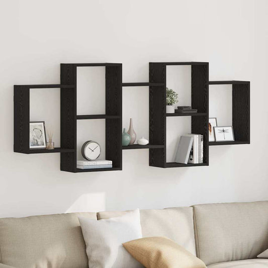 Wandplank Zwart Eiken 159x18x65 cm Bewerkt Hout is nu te koop bij PeponiXL, paradijselijk wonen!