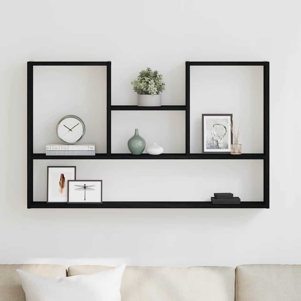 Wandplank Zwart Eiken 99x15x60 cm Bewerkt Hout is nu te koop bij PeponiXL, paradijselijk wonen!