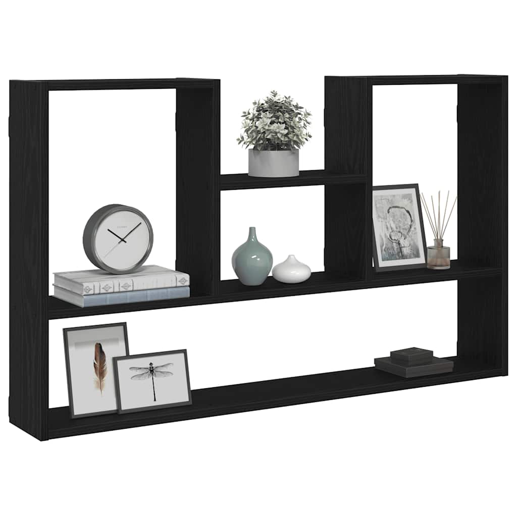 Wandplank Zwart Eiken 99x15x60 cm Bewerkt Hout is nu te koop bij PeponiXL, paradijselijk wonen!