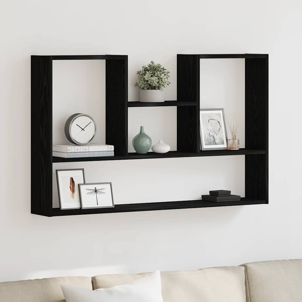 Wandplank Zwart Eiken 99x15x60 cm Bewerkt Hout is nu te koop bij PeponiXL, paradijselijk wonen!
