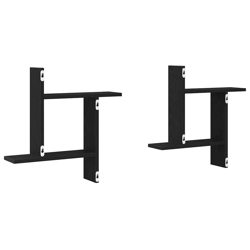 Wandplanken 2 stuks Zwarte Eiken 50x12x50 cm Bewerkt Hout is nu te koop bij PeponiXL, paradijselijk wonen!