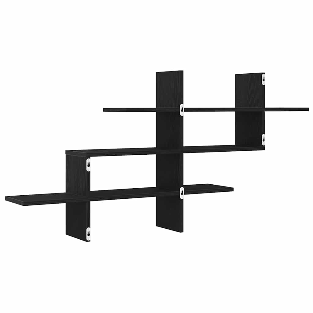 Wandplank Zwart Eiken 124,5x18x60,5 cm Bewerkt Hout is nu te koop bij PeponiXL, paradijselijk wonen!