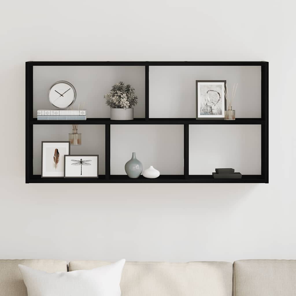 Wandplank Zwart Eiken 100x25x50 cm Bewerkt Hout is nu te koop bij PeponiXL, paradijselijk wonen!