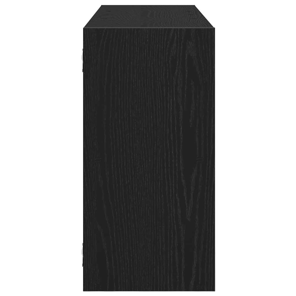 Wandplank Zwart Eiken 100x25x50 cm Bewerkt Hout is nu te koop bij PeponiXL, paradijselijk wonen!