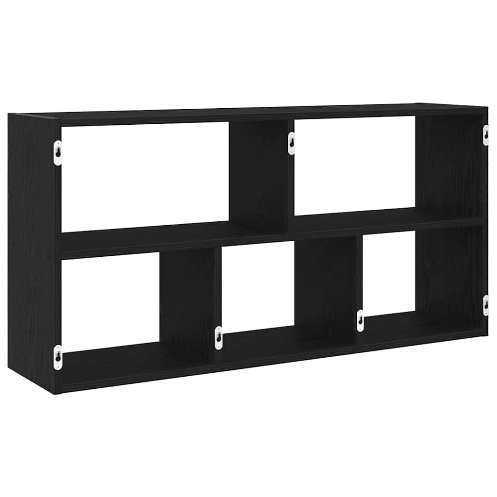 Wandplank Zwart Eiken 100x25x50 cm Bewerkt Hout is nu te koop bij PeponiXL, paradijselijk wonen!