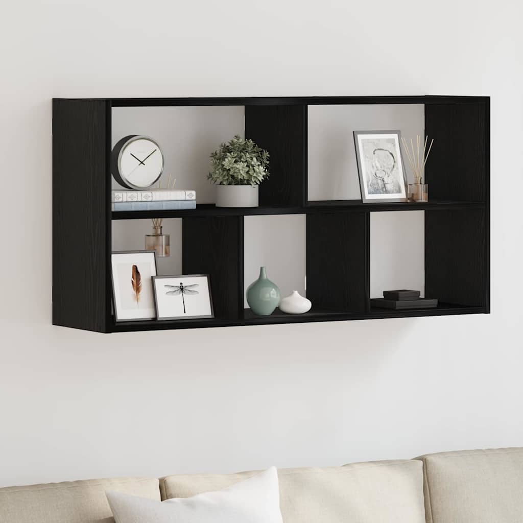 Wandplank Zwart Eiken 100x25x50 cm Bewerkt Hout is nu te koop bij PeponiXL, paradijselijk wonen!