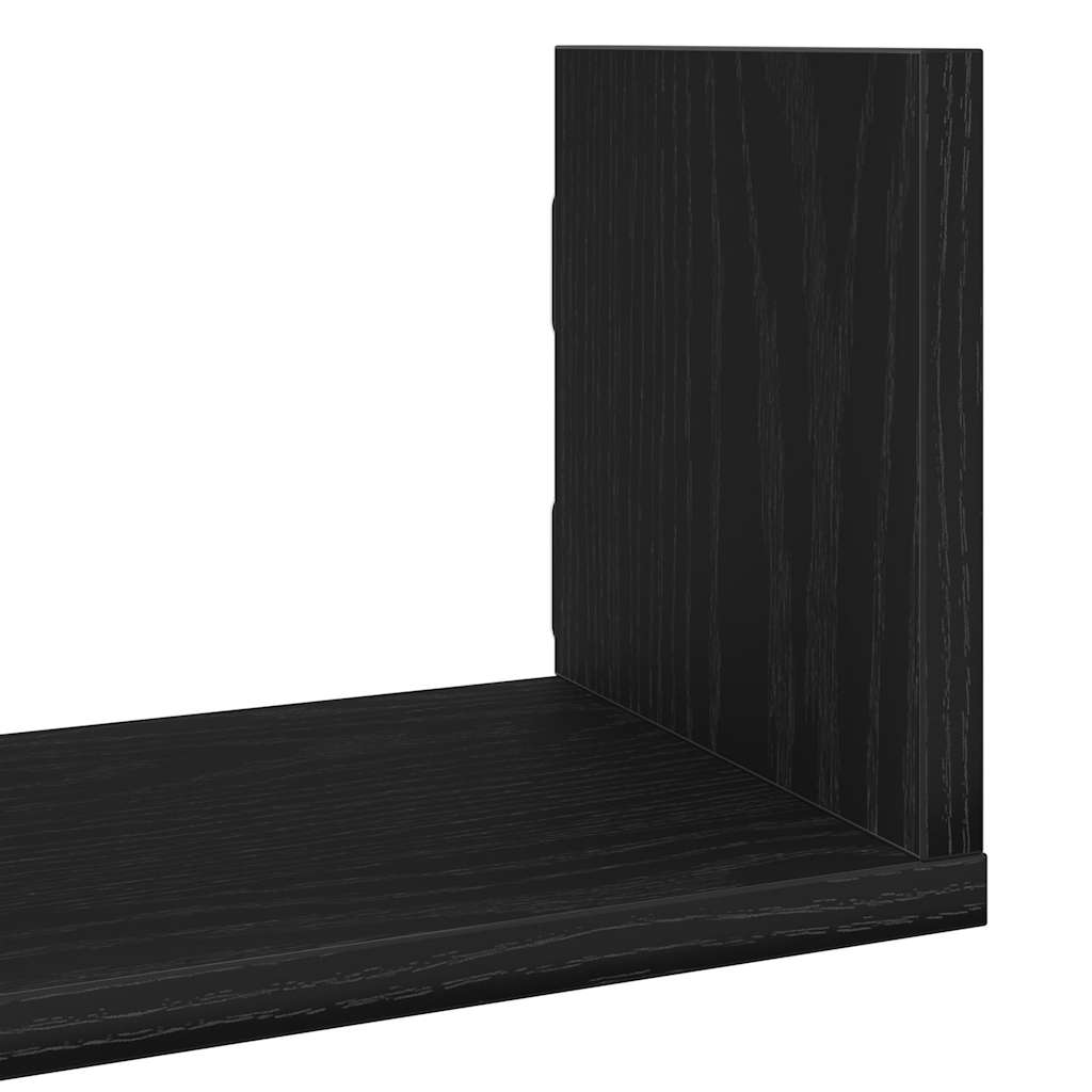 Wandplanken 3 stuks Zwarte Eiken 58x18x18 cm Bewerkt Hout is nu te koop bij PeponiXL, paradijselijk wonen!