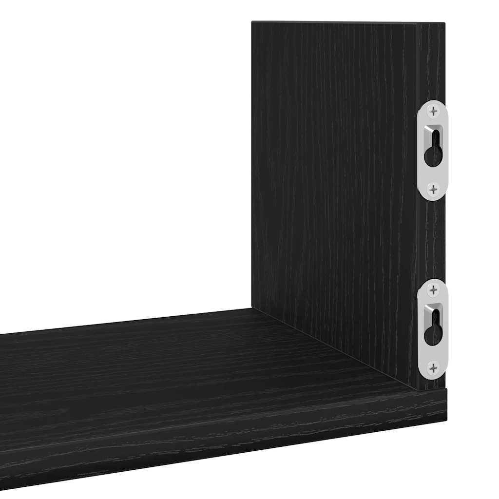 Wandplanken 3 stuks Zwarte Eiken 58x18x18 cm Bewerkt Hout is nu te koop bij PeponiXL, paradijselijk wonen!