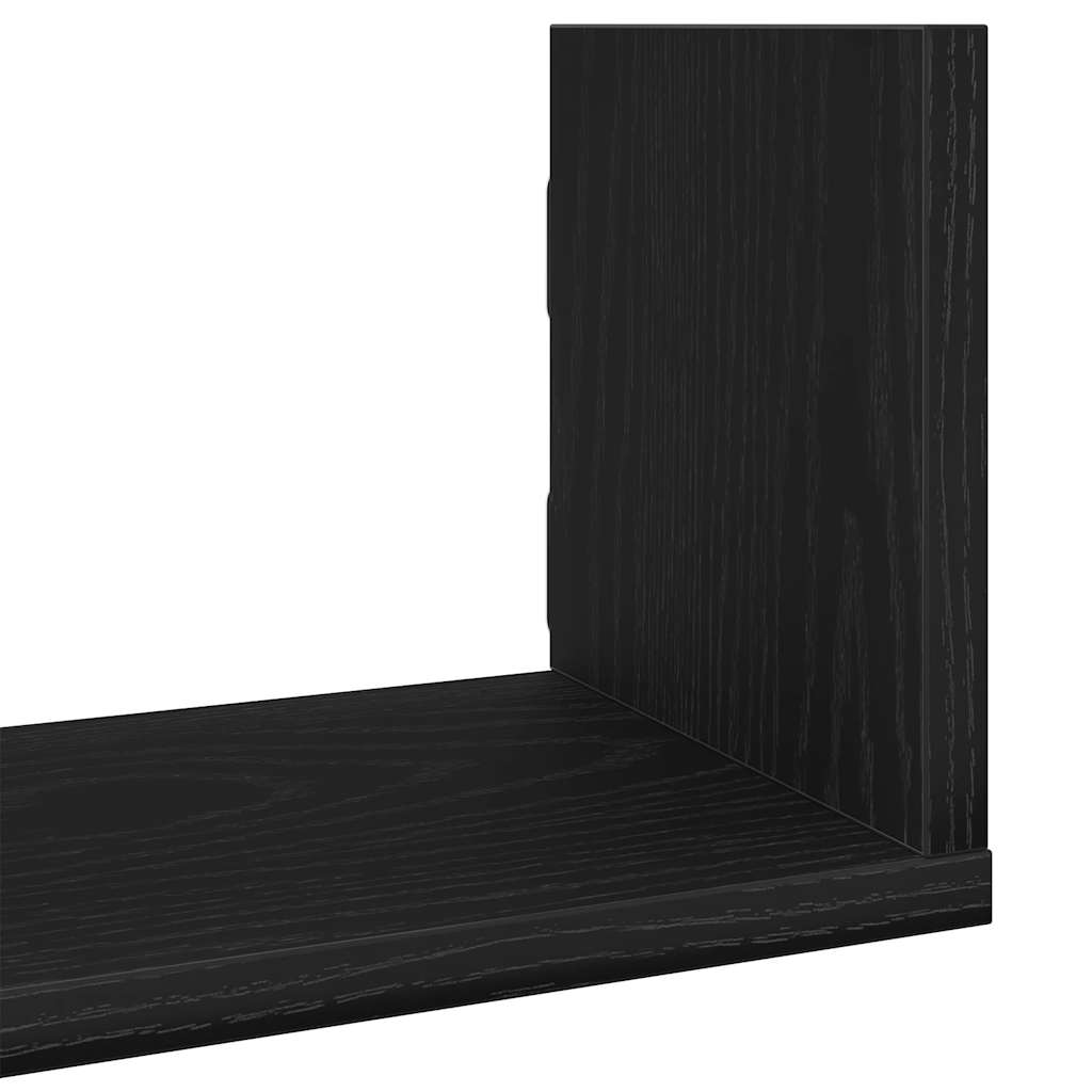 Wandplanken 3 stuks Zwart Eiken 80x18x18 cm Bewerkt Hout is nu te koop bij PeponiXL, paradijselijk wonen!