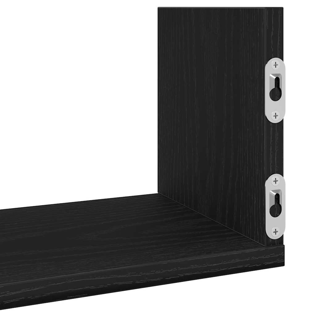Wandplanken 3 stuks Zwart Eiken 80x18x18 cm Bewerkt Hout is nu te koop bij PeponiXL, paradijselijk wonen!