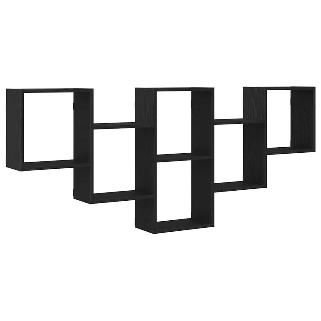 Wandplank Zwart Eiken 159x18x66 cm Bewerkt Hout is nu te koop bij PeponiXL, paradijselijk wonen!