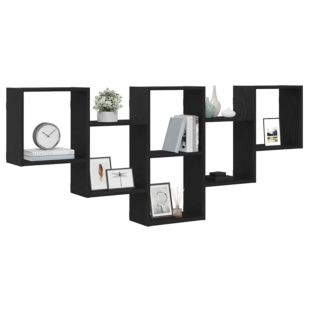 Wandplank Zwart Eiken 159x18x66 cm Bewerkt Hout is nu te koop bij PeponiXL, paradijselijk wonen!