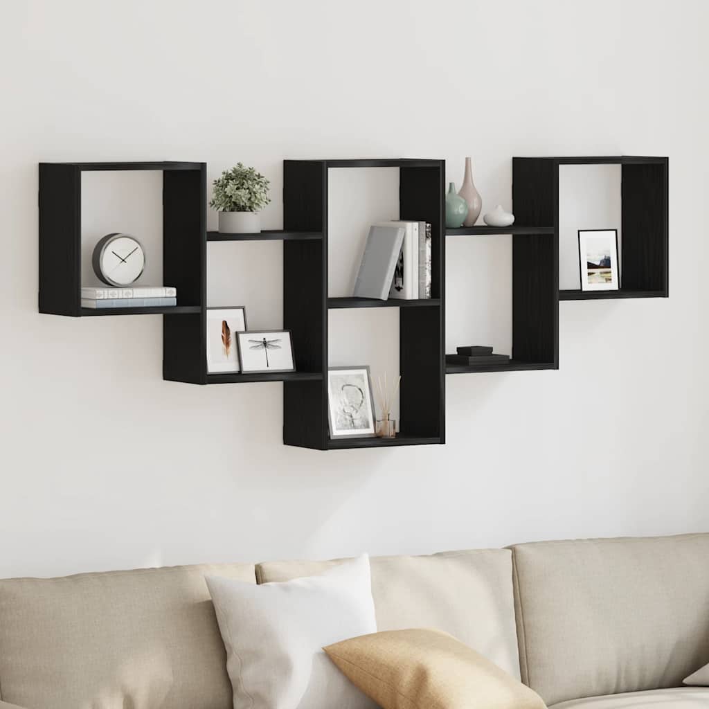 Wandplank Zwart Eiken 159x18x66 cm Bewerkt Hout is nu te koop bij PeponiXL, paradijselijk wonen!