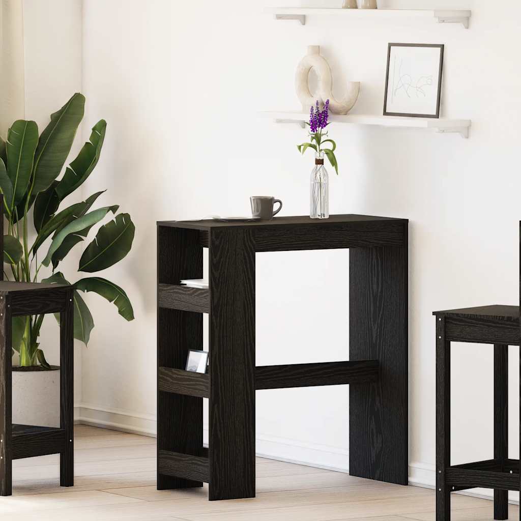 Bartafel met rekken Zwarte eik 90x40x103,5 cm bewerkt hout is nu te koop bij PeponiXL, paradijselijk wonen!