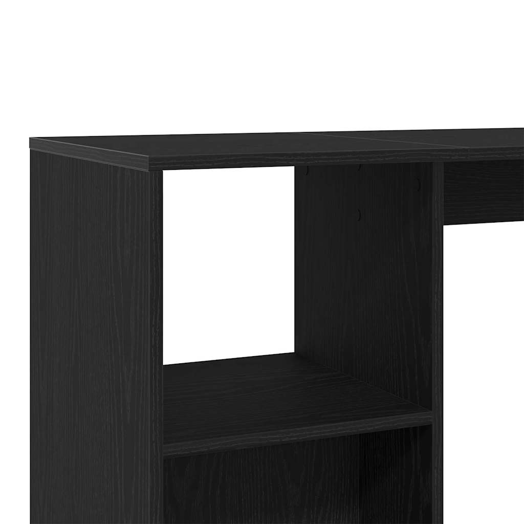 Bartafel met plank Zwart Eiken 124 x 46 x 103.5 cm Bewerkt hout is nu te koop bij PeponiXL, paradijselijk wonen!