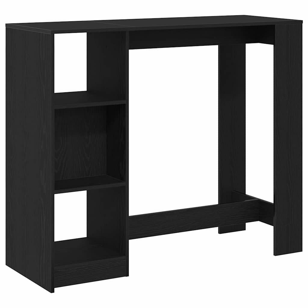 Bartafel met plank Zwart Eiken 124 x 46 x 103.5 cm Bewerkt hout is nu te koop bij PeponiXL, paradijselijk wonen!