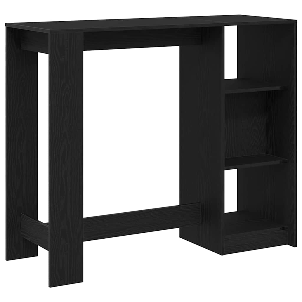 Bartafel met plank Zwart Eiken 124 x 46 x 103.5 cm Bewerkt hout is nu te koop bij PeponiXL, paradijselijk wonen!