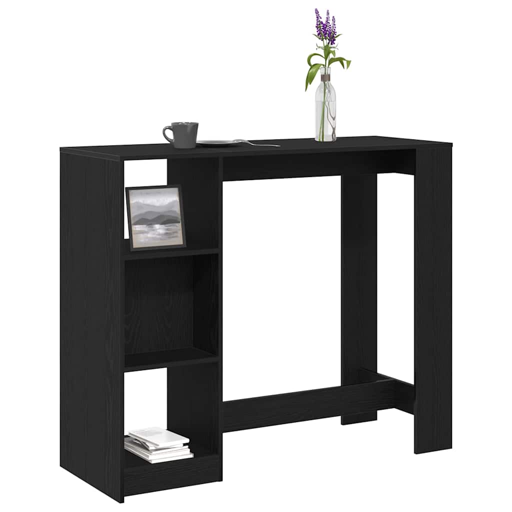 Bartafel met plank Zwart Eiken 124 x 46 x 103.5 cm Bewerkt hout is nu te koop bij PeponiXL, paradijselijk wonen!