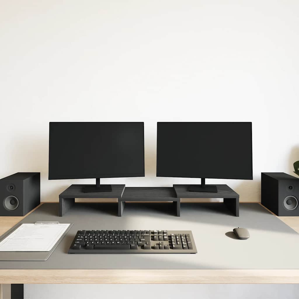 Monitorstandaard verstelbaar zwart eiken 60x24x10,5 cm bewerkt hout is nu te koop bij PeponiXL, paradijselijk wonen!