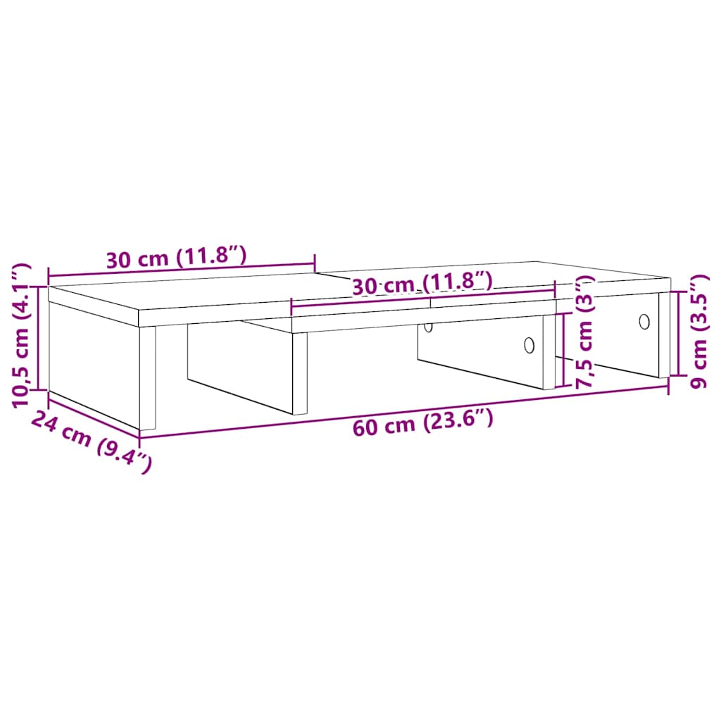 Monitorstandaard verstelbaar zwart eiken 60x24x10,5 cm bewerkt hout is nu te koop bij PeponiXL, paradijselijk wonen!